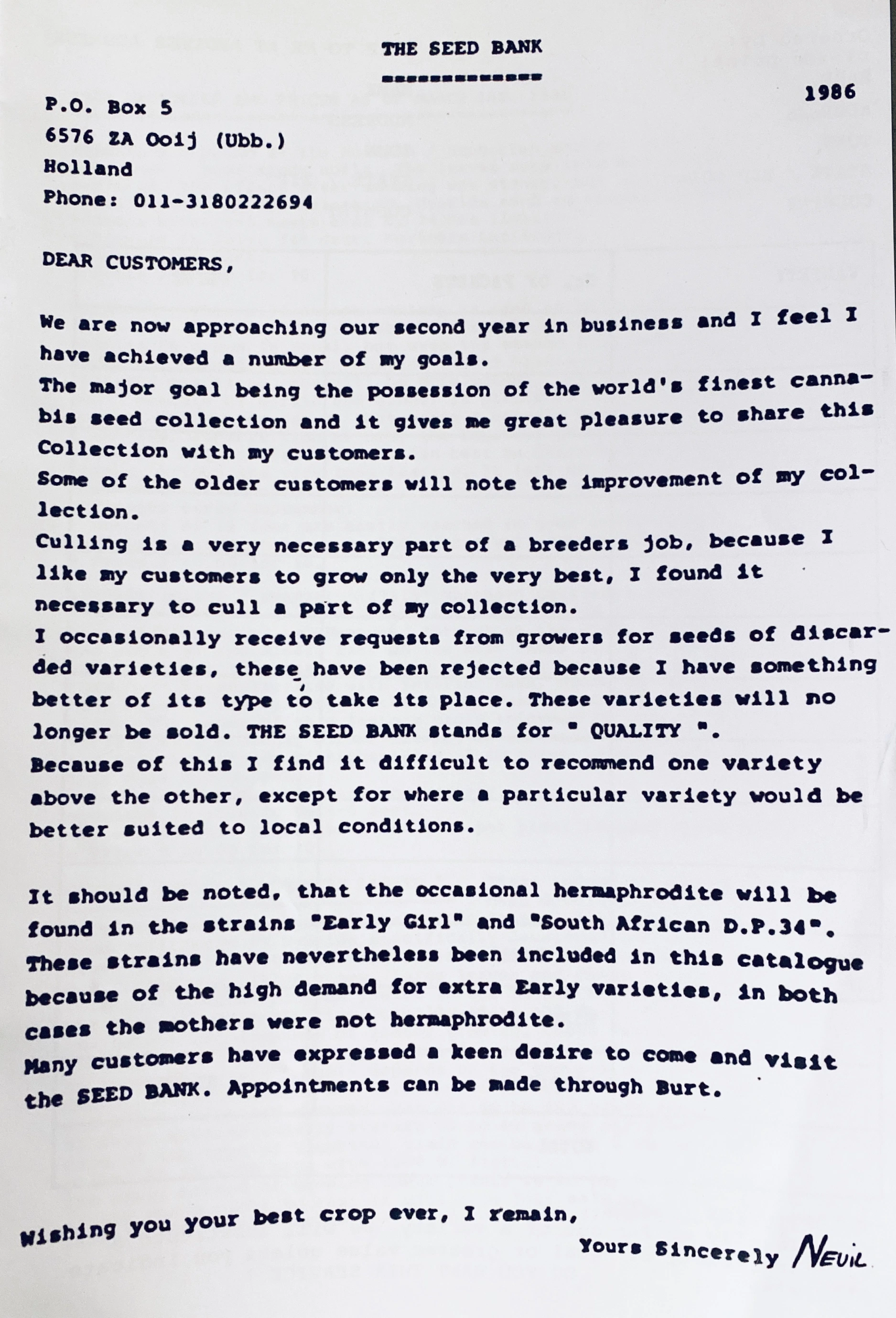 The Seed Bank — Seed Catalog (1986) · página 1